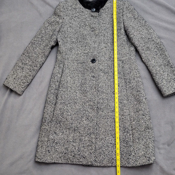 Cinzia Rocca Wool Coat Black Striped Size 8 Speckles Elegant Dinner in the City - Picture 11 of 16